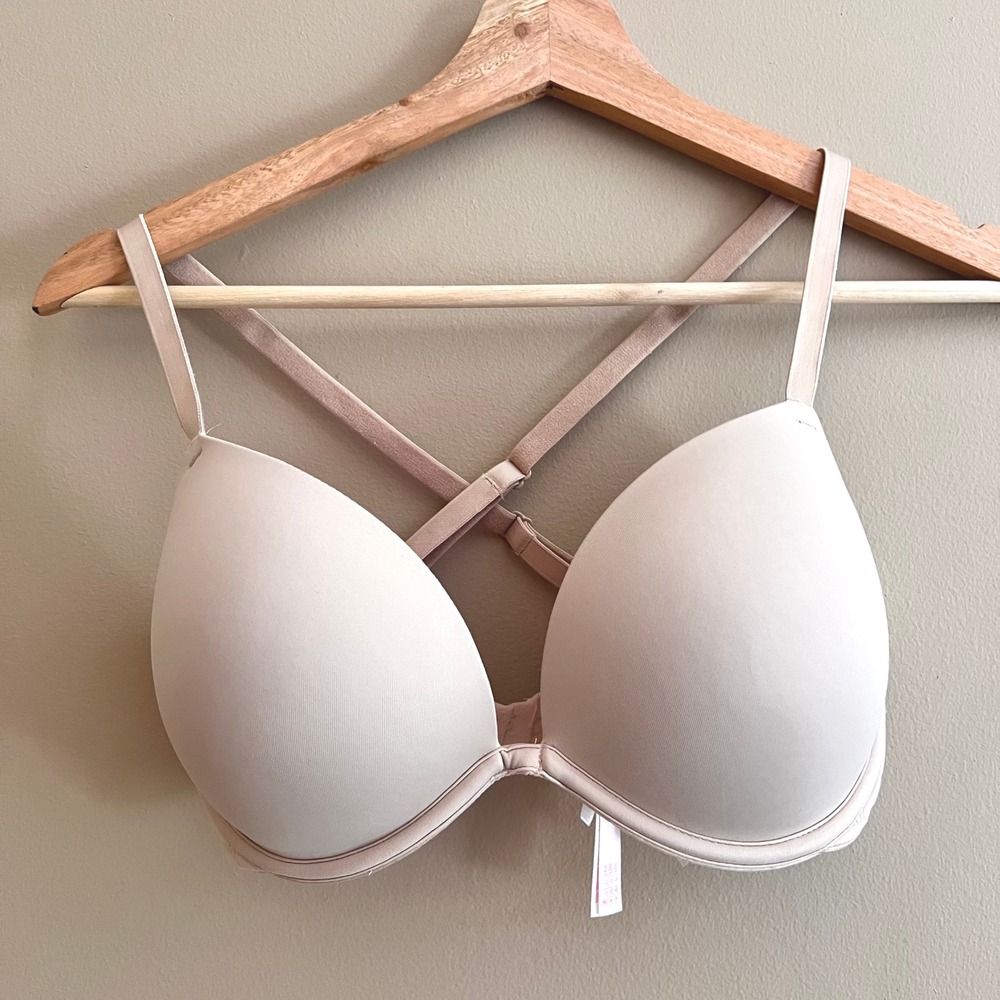 Victoria's Secret PINK Wear Everywhere Super Push-Up Bra Nude 34D 394767-B15
